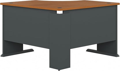 Bush Business Furniture Series A 48W Corner Desk in Natural Cherry and Slate, Compact L Shaped Workstation, Office Desktop Solution for Workspace