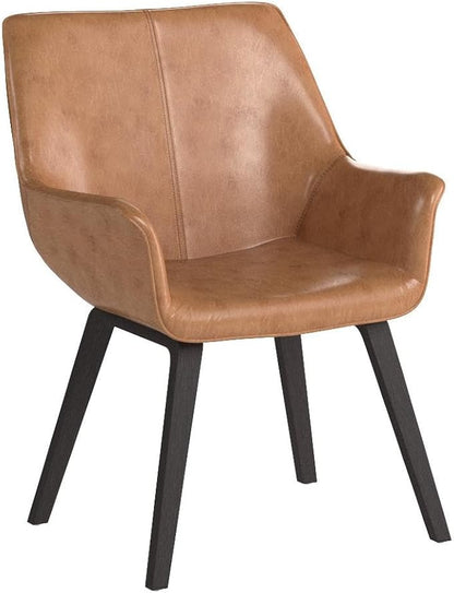 Yellow Set of 4 PU Leather Living Room Chairs Modern Upholstered Accent Chairs Dining Room Chairs (Yellow, 2)