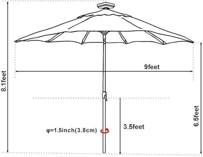 EliteShade USA 10-Year-Non-Fading Solar 9ft Market Umbrella with 80 LED Lights Patio Umbrellas Outdoor Table Umbrella with Ventilation, Macaw Green