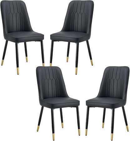 Dining Chairs Set of 4，Modern Dining Chairs, Equipped with PU Leather Backrest Cushions and Black Metal Legs, Suitable for Restaurants, Kitchens, and Bedrooms Dining Room Chairs