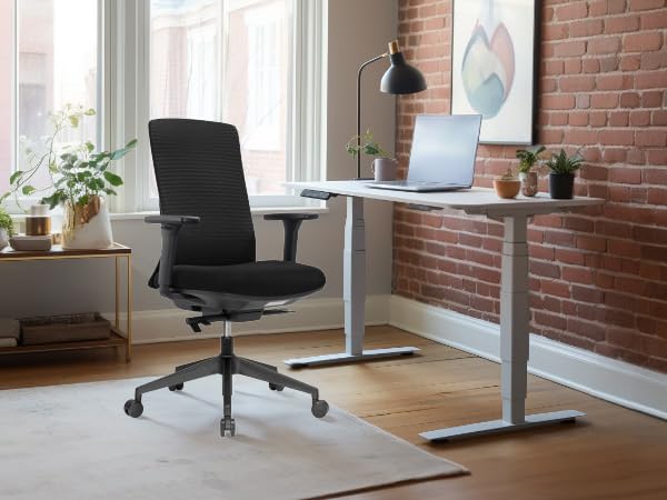 Executive Office Chair – Mesh Office Chair with V-Shaped Back, Adjustable 3D Arms & Sliding Soft Seat Cushion – Holds Up to 270lbs (Black)