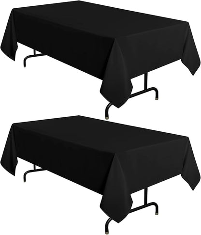 sancua 2 Pack Black Tablecloth 60 x 102 Inch, Rectangle 6 Feet Table Cloth - Stain and Wrinkle Resistant Washable Polyester Table Cover for Dining Tables, Buffet Parties and Camping
