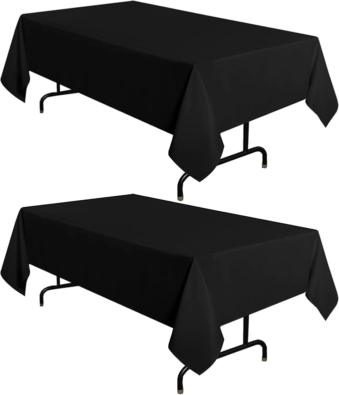sancua 2 Pack Black Tablecloth 54 x 78 Inch, Rectangle 4 Feet Table Cloth - Stain and Wrinkle Resistant Washable Polyester Table Cover for Dining Tables, Buffet Parties and Camping
