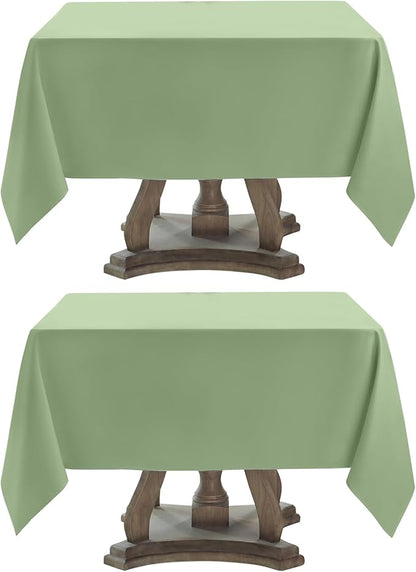 Square Tablecloth 52 x 52 Inch Sage Green Tablecloths Stain-Wrinkle Resistant Washable Polyester Table Cloths for Holiday, Buffet Parties, and Weddinge 2pack