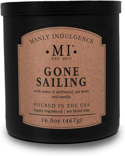 Manly Indulgence Gone Sailing Scented Candles for Men, 2 Wick, 16.5 oz, Premium Soy Blend Wax, 60H Burn, Candles for Home Scented - Made in The USA