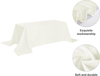 6 Pack Ivory Tablecloth 90 x 132 Inch Table Cloth for 6 Foot Rectangle Tables, Wrinkle Resistant Washable Polyester Fabric Table Covers for Party, Wedding,Dining,and Banquet