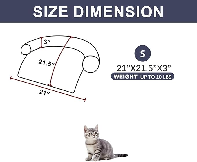 Calming Dogs/Cats Bed Mats, Dog Pad Washable Removable Couch Cover, Plush Long Fur Mat for Pets, Waterproof Lining, Perfect for Small, Medium and Large Dogs and Cats (Navy Blue, 21"x21")