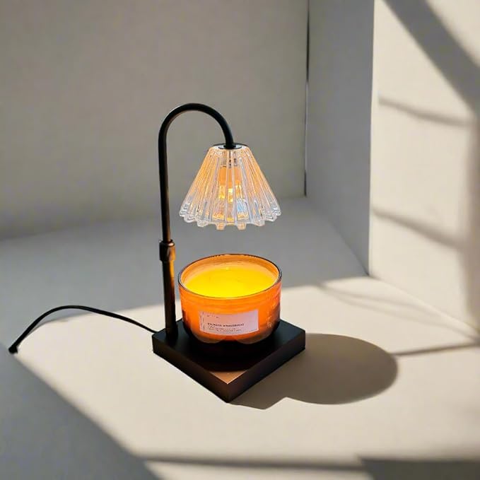 Candle Warmer Lamp with Timer and Dimmer & Includes 2 Bulbs, Electric Wax Candle Lamp Warmer for Jar Candles, Home Decor Aesthetic, and House Warming Gifts - Black Glass