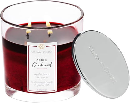Colonial Candle Apple Orchard Scented Candle Jar, Highly Fragranced Candles for Home Scented, Mottled Wax Candle, 2 Wick, 8 oz - Made in The USA