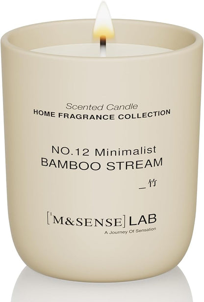 M&SENSE Natural Soy Candle| Bamboo Stream | 5.3 oz | Minimalist Christmas Scented Candle for Relaxation, Gifting, Home Décor | for Bedroom, Office, Party Small