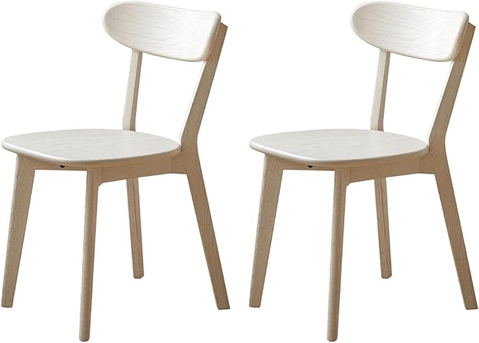 Set of 2 White Wood Dining Chairs,FAS Grade Oak Dining Chairs, Sturdy Outer Sword-Leg Design in White Finish for Dining Room,Restaurant, Cafe, and Modern Home Kitchen,Easy Assembly,400 lb Capacity