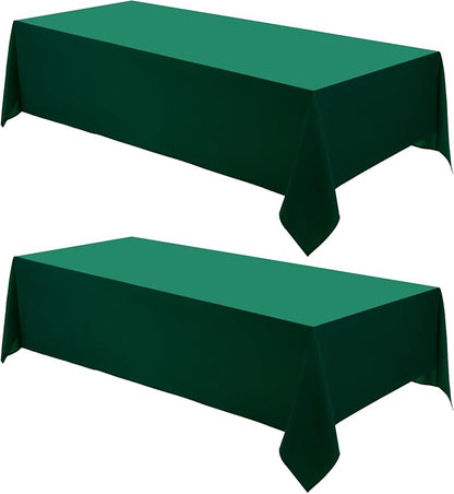 Rectangle Tablecloths 90x132 Inch 2 Pack Dark Green Tablecloth for 6ft Washable Decorative Linen Polyester Table Cloths for 8ft Dining Table Banquets Buffet Parties and Wedding