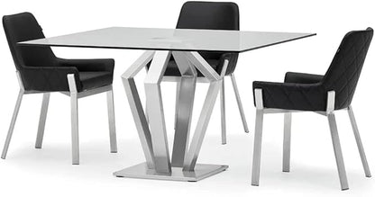 Zuri Furniture Sydney Black Leatherette Dining Chair with Brushed Stainless Steel Legs