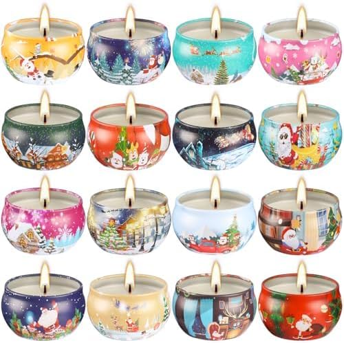 16Pack Christmas Candles Gift Set, Long Lasting Burning Natural Soy Wax 2.5oz Scented Candles with Essential Oils for Home Scented,