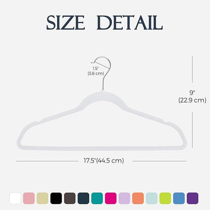 HOUSE DAY White Velvet Hangers 40 Pack, Non Slip Clothes Felt Hanger Heavy Duty for Coat, Premium Slim Space Saving Suit Hangers for Closet Organizer, 360° Rotating Silver Hook