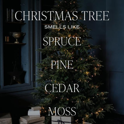 Sweet Water Decor Christmas Tree Candle - Spruce, Pine Needles and Evergreen Candles Scented Soy Candles for Home - Christmas Candle 9oz Clear Jar, 40 Hour Burn Time, Made in The USA