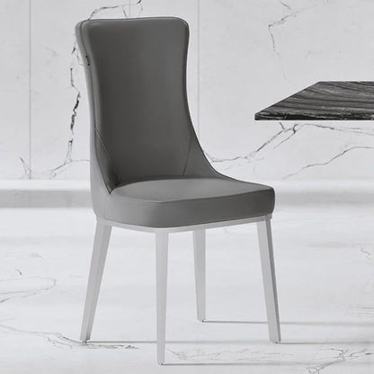 ZURI Modern Norma Dining Chair - Dark Gray with Brushed Stainless Steel Base