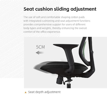 Mesh Office Chair – Ergonomic Office Chair with Lumbar Support, Adjustable Armrests & Sliding Soft Seat Cushion – Holds Up to 270lbs (Black)