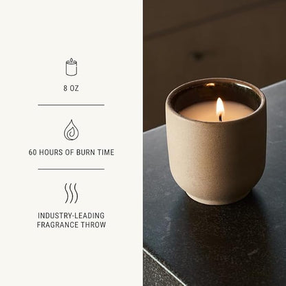 Homecourt Luxury Scented Candle, 60-Hour Burn Time, Soy Wax Blend & Organic Cotton Wick, Kiln-Fired Reusable Ceramic Vessel, Steeped Rose, 8 oz