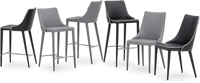 ZURI Jillian Gray Leatherette Dining Chair with Curved Back