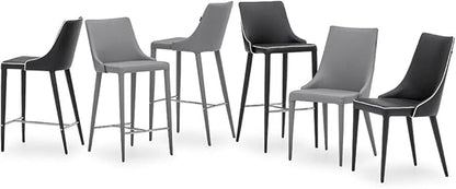 ZURI Jillian Gray Leatherette Dining Chair with Curved Back