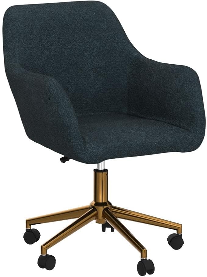 Goujxcy Fluffy Desk Chair, Faux Fur Vanity Chair Swivel Office Chair for Girls Women, Height Adjustable Cute Teddy Furry Makeup Chairs for Bedroom Home Office