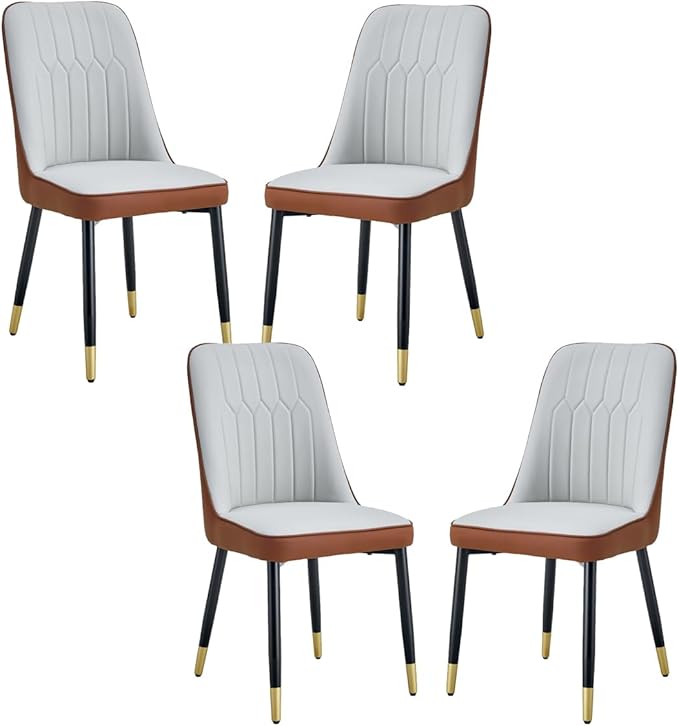 Dining Chairs Set of 4，Modern Dining Chairs, Equipped with PU Leather Backrest Cushions and Black Metal Legs, Suitable for Restaurants, Kitchens, and Bedrooms Dining Room Chairs