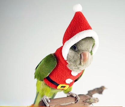 Bird Clothes Birds Flight Suit, Christmas Hoodie for Parrots Cockatiel Sun Conure Christmas Party Cosplay Photo Prop Bird Shirt Small Animals Apparel (with Diaper,Alexandrine)