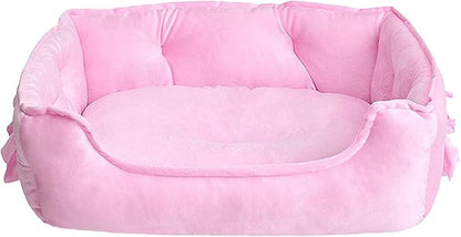 pawstrip Cute Princess Dog Bed Pink Puppy Bed for Small Dogs Breathable Cat Couch Bowknot Pet Cushion Comfortable Kitten Nest Girl Doggy Sofa, Waterproof Bottom (Pink)