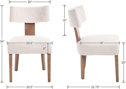 Upholstered Dining Chairs Set of 6 with Seat Covers, Modern Wooden Kitchen Chairs Fabric Side Dining Room Chair Farmhouse Dinner Chair, Beige