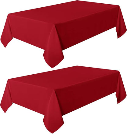 sancua 2 Pack Red Tablecloth 60 x 102 Inch, Rectangle 6 Feet Table Cloth - Stain and Wrinkle Resistant Washable Polyester Table Cover for Dining Tables, Buffet Parties and Camping
