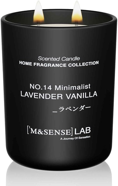 M&SENSE Natural Soy Candle| Lavender Vanilla | 16.6 oz, 95H Burn | Minimalist Christmas Scented Candle for Relaxation, Gifting, Home Décor | for Bedroom, Office, Party Large