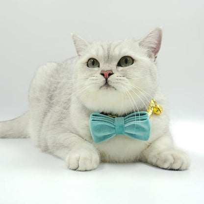 Personalized Cat Collar with Name Tag & Bells,Optional Bow-tie,Colorful Cute Cat Collars for Boys Cats, Soft Durable Custom Kitten Collars for Small Large Cats (Light Green)