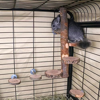 YKD Chinchilla Large Hanging Wooden Rotating Platform - Small Animals Natural Fruit Wood Standing Platform - Squirrel Suger Glider Platform - Bird Perch Platform