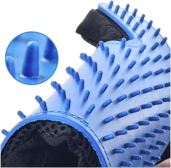 Pet Grooming Gloves for Dogs & Cats (2 Pack) – Deshedding Hair Remover Mitts with Soft Silicone Massage Bristles – Dual-Sided Grooming & Bathing Gloves for Long & Short Hair Pets –