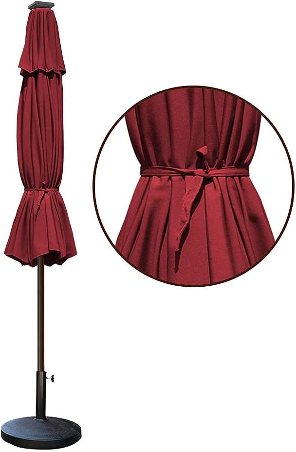 EliteShade USA 10-Year-Non-Fading Solar 9ft Market Umbrella with 80 LED Lights Patio Umbrellas Outdoor Table Umbrella with Ventilation, Burgundy