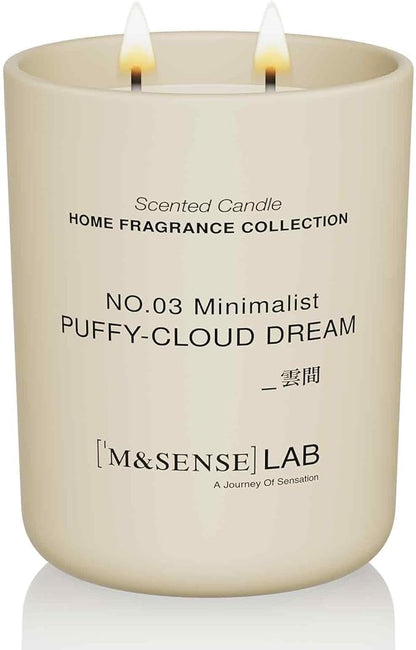 M&SENSE Natural Soy Candle| Puffy-Cloud Dream | 16.6 oz, 95H Burn | Minimalist Christmas Scented Candle for Relaxation, Gifting, Home Décor | for Bedroom, Office, Party Large