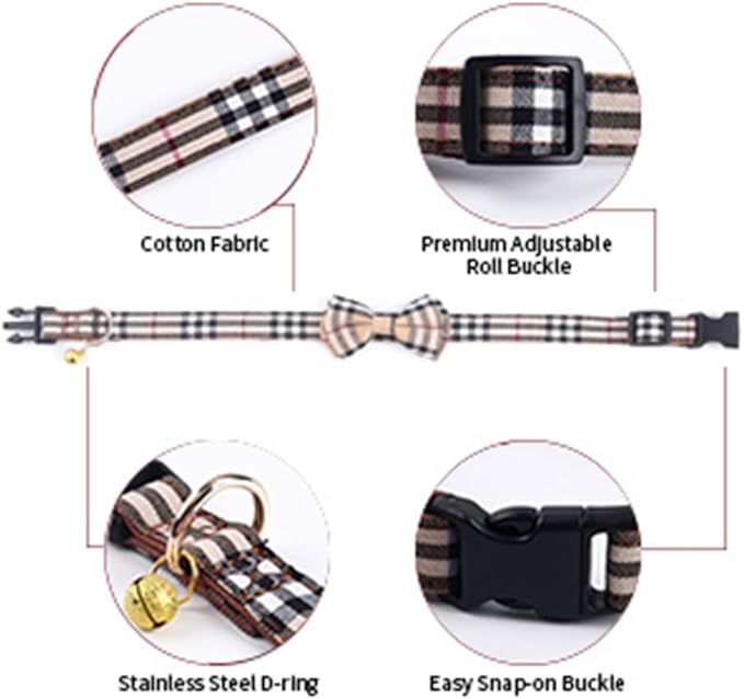 SuperBuddy Dog Collar, Adjustable Dog Collar with Bowtie, Pet Collar for Dog Soft Bowtie Dog Collars for Small Medium Large Pet