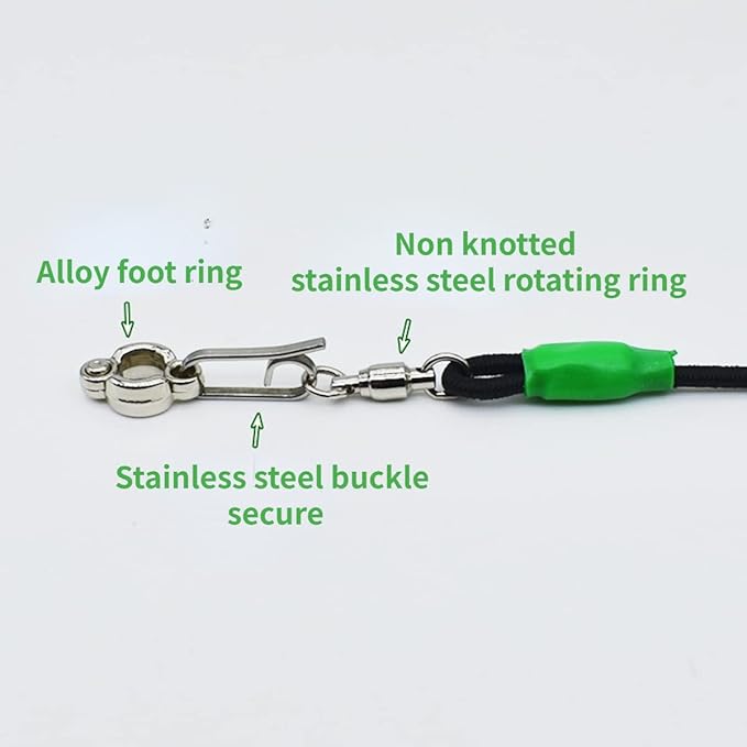 Bird Foot Chain with Flying Latex Elastic Training Rope Outdoor Parrot Ankle Foot Ring Accessories Bird Harness Leash Prevent Escaping (Model6-With 236inch Leash)