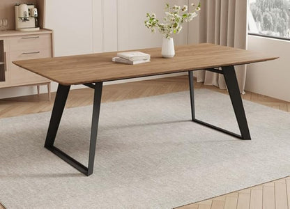 ZckyCine 51"-67" Expandable Mid-Century Modern Dining Table Wood Extendable Table for 4-6 People Space Saving Kitchen & Small Apartment Furniture Only Table (Walnut)