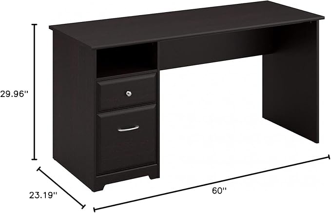 Bush Furniture Cabot 60W Computer Desk with Drawers in Espresso Oak, Workstation and File Storage, Desktop with Organization Solutions for Home Office