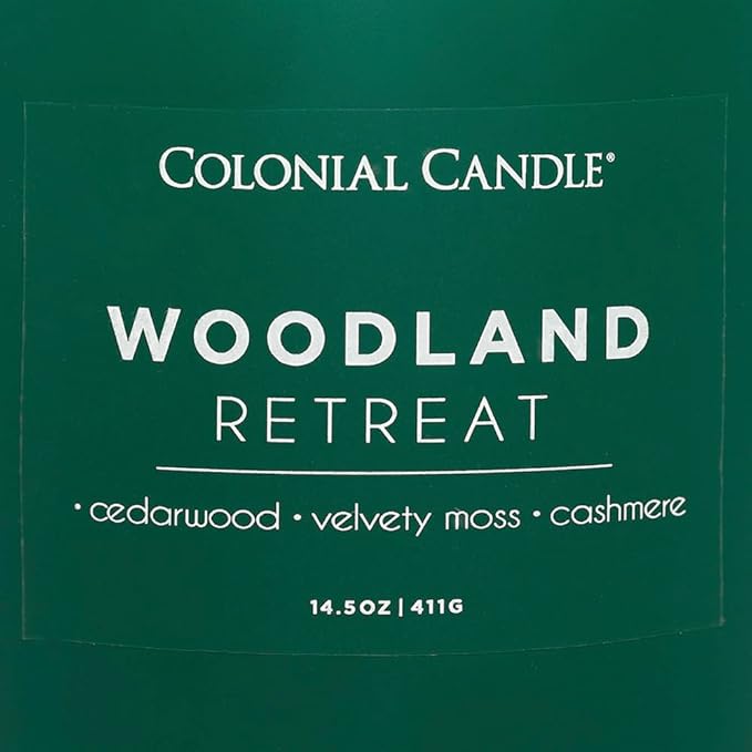 Colonial Candle Woodland Retreat Scented Jar Candle, Pop of Color Collection, 3 Wick, 14.5 oz - Up to 60 Hours Burn
