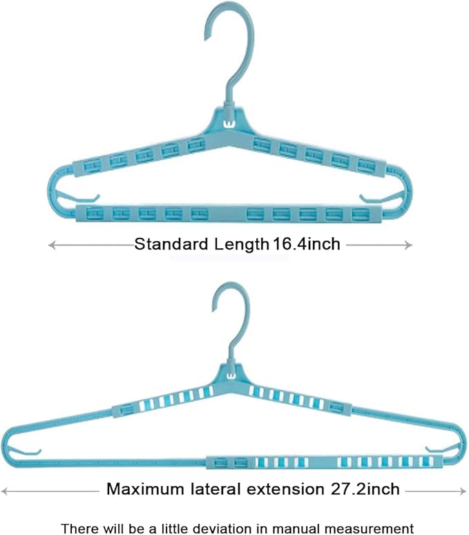 Extra Large Sturdy Hangers Big Drying Clothes Hangers Enlarge Adjustable Shoulder 16.4"-27.2" for Wide Polos Tops Cardigans Quilt Bath Towel and Tall Shirts 4Pack 4Colors