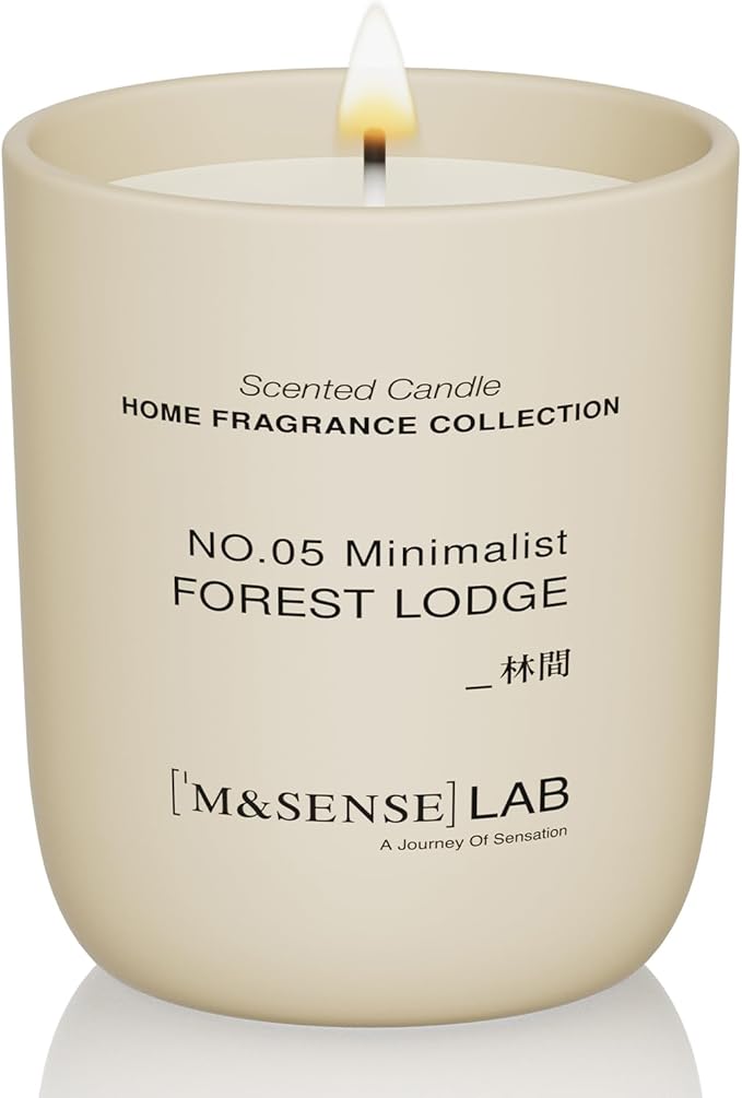 M&SENSE Natural Soy Candle| Forest Lodge | 5.3 oz | Minimalist Christmas Scented Candle for Relaxation, Gifting, Home Décor | for Bedroom, Office, Party Small