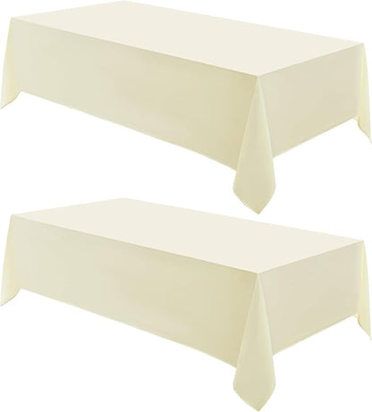 Rectangular Tablecloth 90x156 Inch 2 Pack Ivory Table Cloths for 8ft Stain Resistant Decorative Washable Polyester Rectangle Tablecloths for Dining Table Banquets Buffet Parties and Wedding
