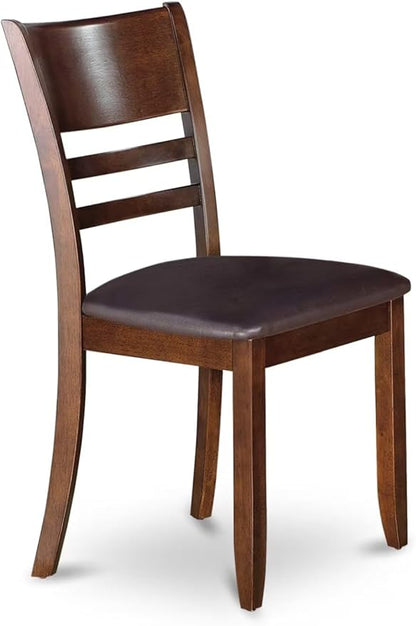 East West Furniture LYC-ESP-LC Lynfield Dining Chairs - Faux Leather Upholstered Wooden Chairs, Set of 2, Espresso