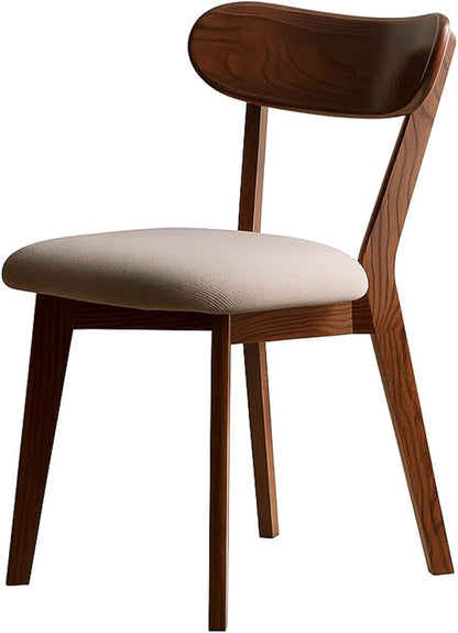 Walnut Dining Chair,FAS-Grade North American Oak Construction with Grey Padded Fabric Seats, Comfortable Dining Chair for Kitchen & Dining Room, 400lb Capacity