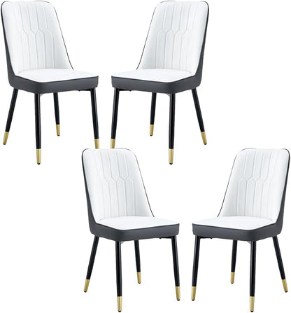 Dining Chairs Set of 4，Modern Dining Chairs, Equipped with PU Leather Backrest Cushions and Black Metal Legs, Suitable for Restaurants, Kitchens, and Bedrooms Dining Room Chairs