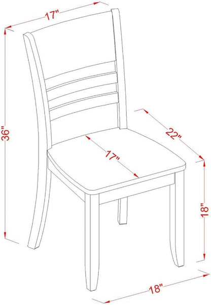 East West Furniture LYC-CAP-W Lynfield Dining Room Chairs - Ladder Back Solid Wood Seat Chairs, Set of 2, Cappuccino