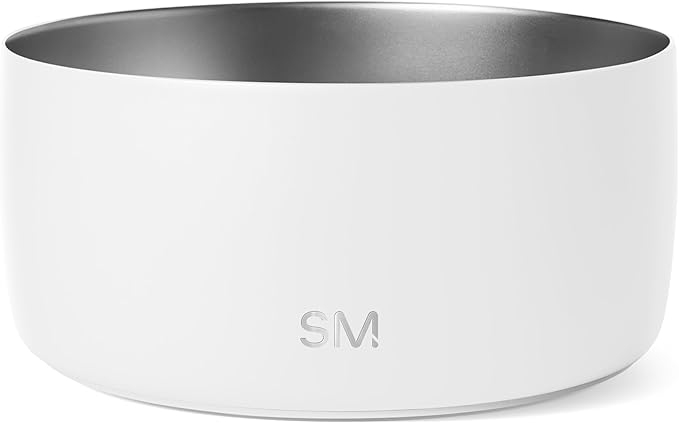 Simple Modern Stainless Steel Pet Water Bowl for Dogs & Cats | Reusable Insulated Stainless Steel Food Bowls for Dog Cat | No Tip No Slip BPA Free | Bentley Collection | Large (64oz) | Winter White